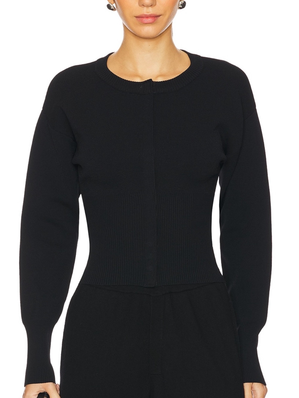 Revolve- Ribbed Contour Waist Long-Sleeve Knit Top